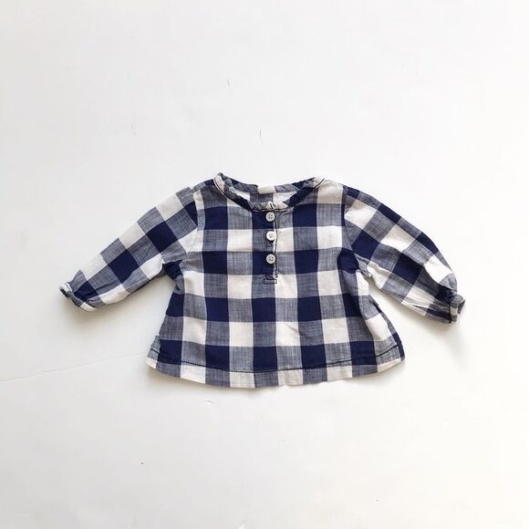 Old Navy buffalo plaid long sleeve top EUC 3-6m - Picture 1 of 2